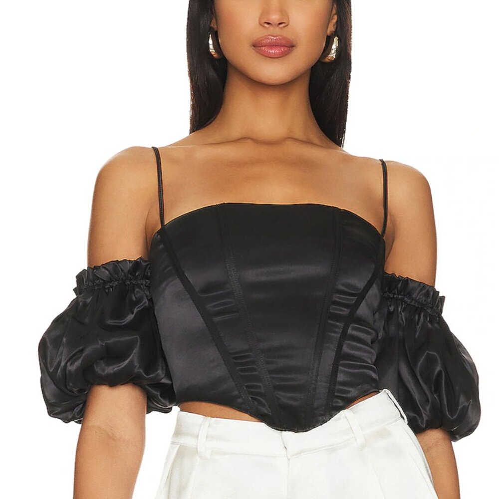 Superdown Black Satin Corset Top from Revolve NWT, Small